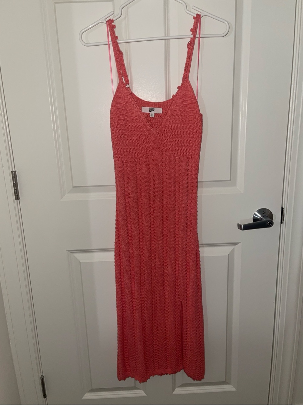 Madden NYC Crochet Knit Dress in Coral